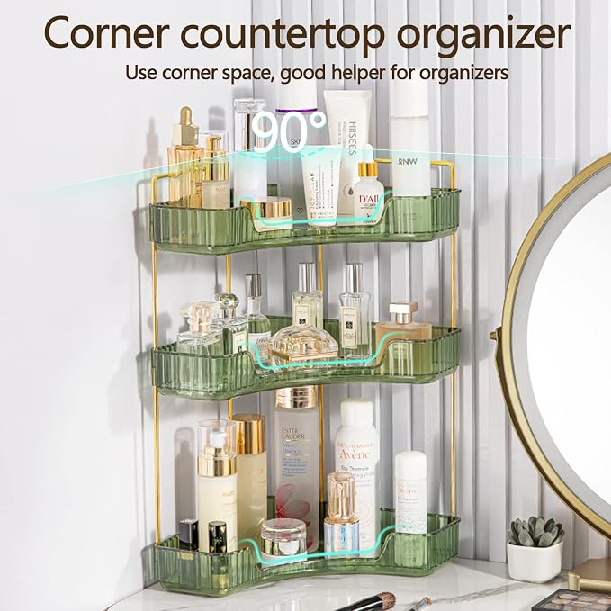 3-Tier Corner Bathroom Counter Organizer – Classic Storage Shelf - Image 4