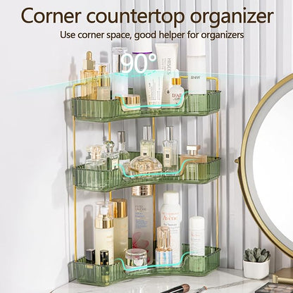 3-Tier Corner Bathroom Counter Organizer – Classic Storage Shelf - Image 4