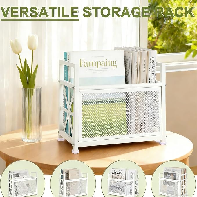 White Magazine Holder, Magazine File Holder | Magazine Rack Floor Magazine - Image 2