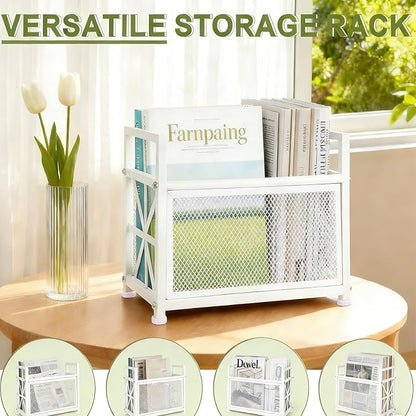 White Magazine Holder, Magazine File Holder | Magazine Rack Floor Magazine - Image 2