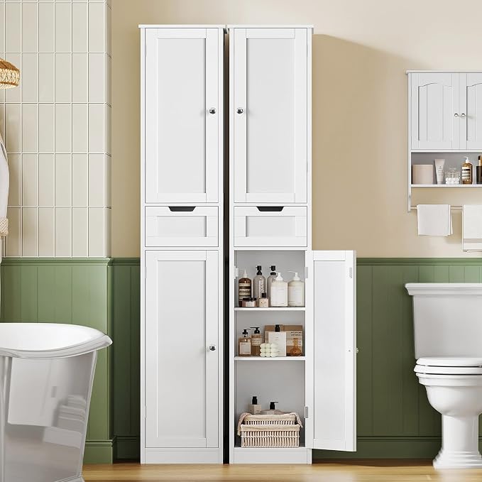 Iwell Tall Bathroom Cabinet, Slim Narrow Bathroom Storage Cabinet - Image 2