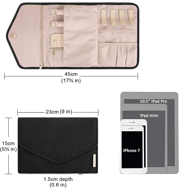 BAGSMART Travel Jewelry Organizer Roll Foldable Jewelry Case - Image 7