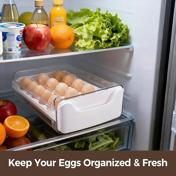 Egg-Holder for Fridge, Fits Small to Large Eggs, 1 Tier Dispenser - Image 6