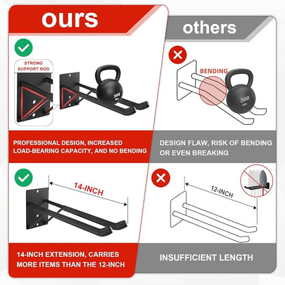 14" Large Heavy Duty Garage Hooks, Utility Wall Mount Hangers - Image 3