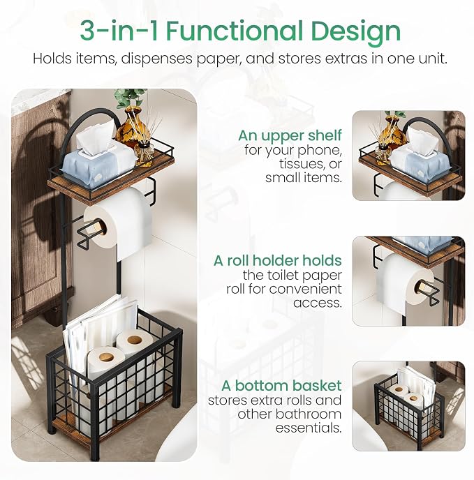 Toilet Paper Holder Stand, Freestanding Toilet Paper Holder - Image 4