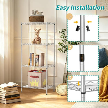BestOffice | 4-Tier Wire Storage Shelves | 12"D x 18"W x 44"H | Chrome | - Image 6