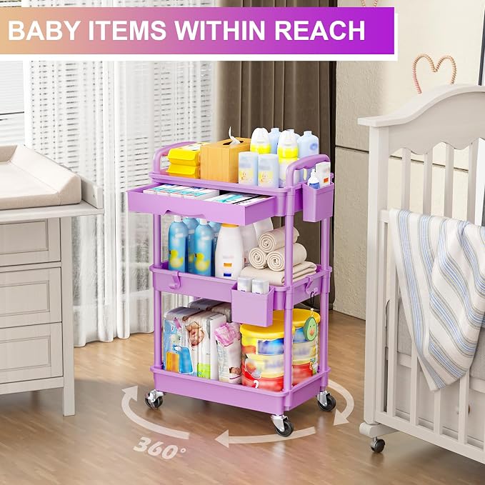 Goovilla 3 Tier Rolling Utility Cart Organizer - Image 6