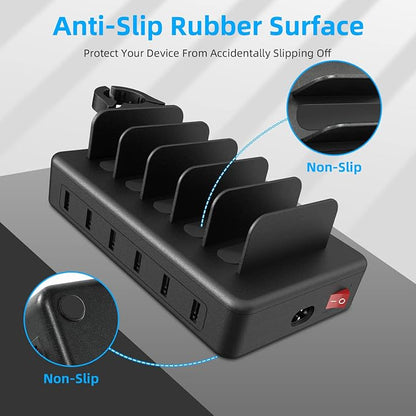 Charging Station for Multiple Devices, CREATIVE DESIGN 50W 6 Ports USB Charger - Image 5
