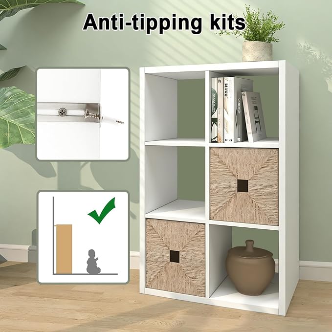 CTESNE【2026 Wooden Thick Frame 6 Cube Storage Organizer Shelf - Image 7