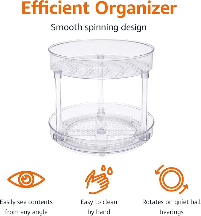 Amazon Basics Lazy Susan Turntable Organizer, 2 Tier - Image 2