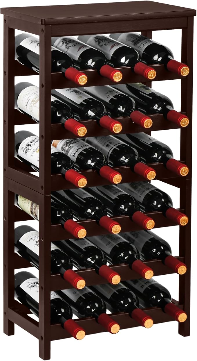 VASMIA Wine Rack Free Standing Floor, 6-Tier Display Wine Storage Shelves by VASMIA