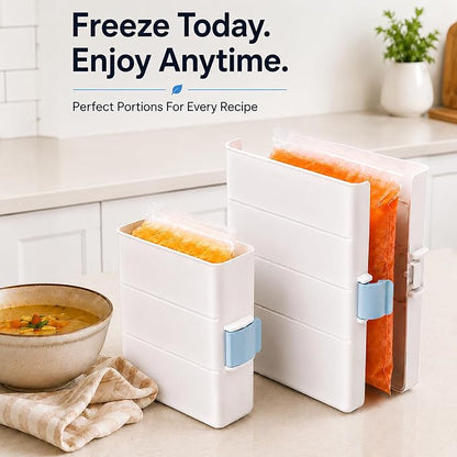 Freezer Food Block Maker, 2 Pack Freezer Bag Holder, Durable Hard Plastic - Image 6