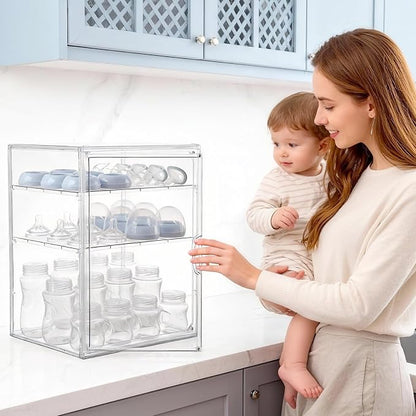 Baby Bottle Organizer, 3 Tiers Adjustable Clear Acrylic Baby Bottle Storage - Image 6