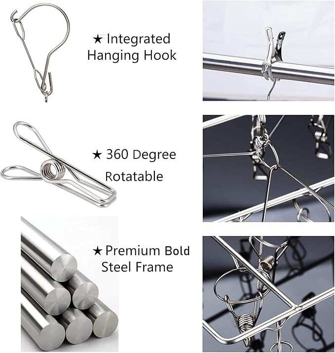 2 Pack Stainless Steel Sock Drying Rack - Image 4