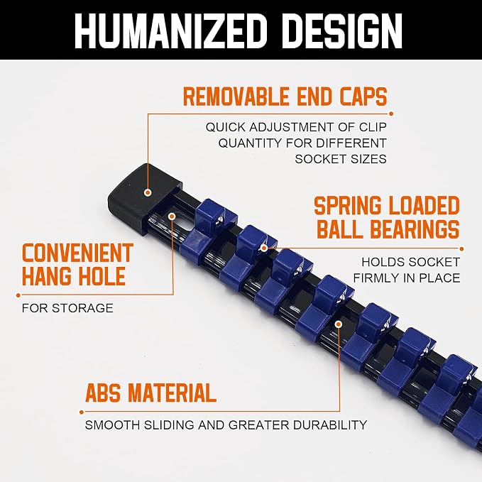 Magnetic Socket Organizer Set & Socket Clip Rail Holder, Totally 12Pcs Socket - Image 4