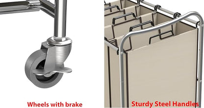 Simple Houseware 4-Bag Heavy Duty Rolling Laundry Sorter Cart - Image 6