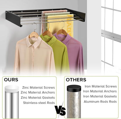 Wall Mounted Laundry Drying Rack, Retractable Clothes Drying Rack - Image 2