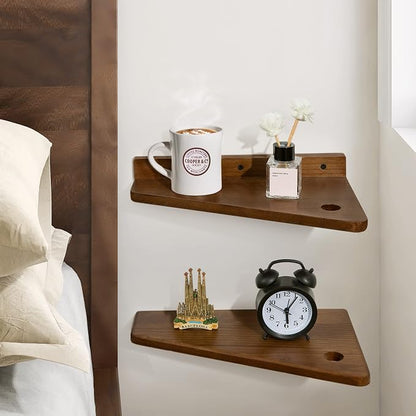 SUMGAR Floating Nightstand Wall Mounted, 13 inch Wood Floating Shelves Bedside by SUMGAR