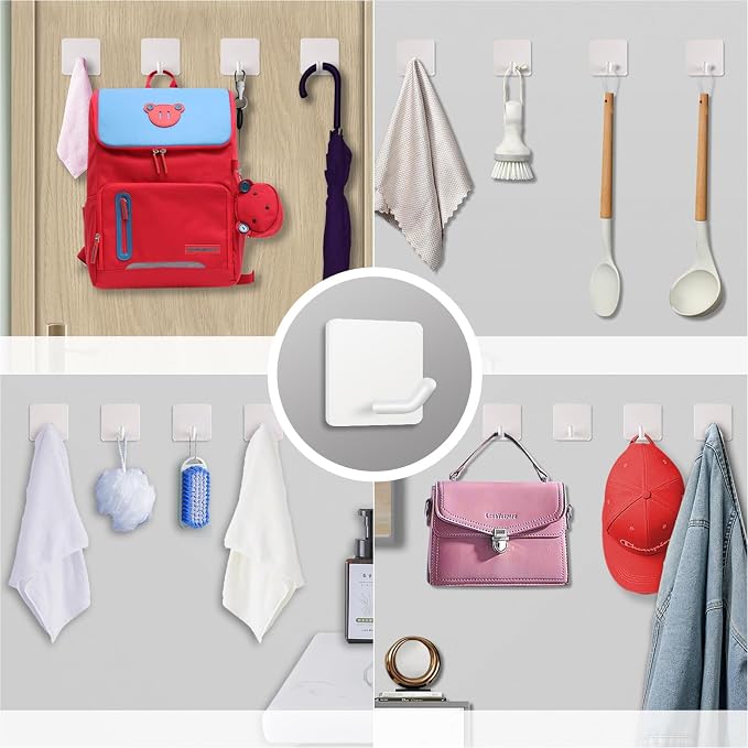 FOTYRIG Adhesive Towel Hooks Heavy Duty Stick on Towel Holder Wall Hangers - Image 5