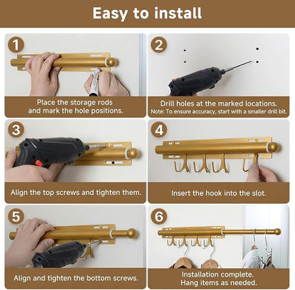 Valet Rod For Closet Pull Out, Adjustable Heavy Duty Carbon Steel 12" - Image 6