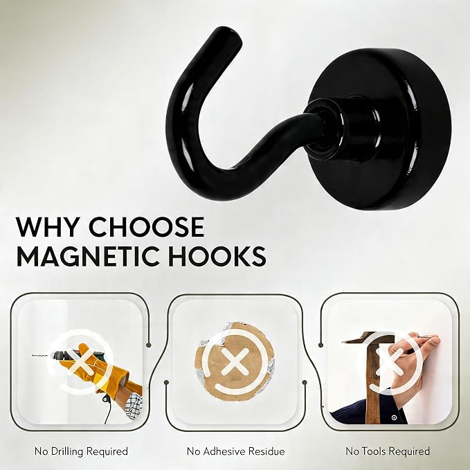 Neosmuk Magnetic Hooks, Heavy Duty 30lb+ Strong Magnet Hook - Image 6