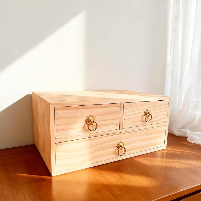 2 Layer Desk Organizer Wooden Desktop Organizer Tabletop Storage Organization - Image 2