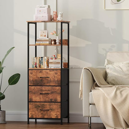 Somdot 3 Tier Bookshelf with Drawer, Tall Bookcase with Shelves, Bookshelf - Image 2