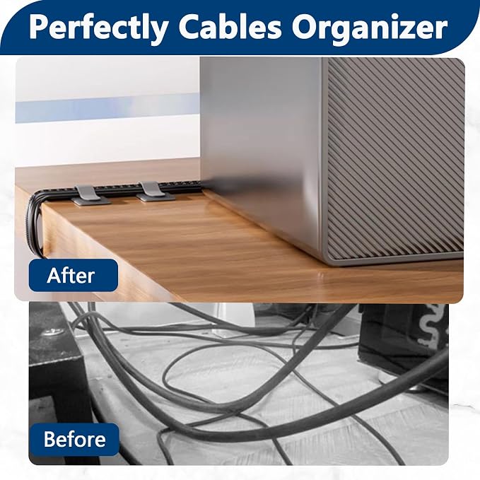 50 PCS Hook and Loop Cable Ties, Under Desk Cable Management, Self Adhesive - Image 7
