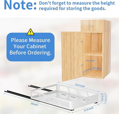 XLP Pull Out Cabinet Organizer 16" Deep, Heavy Duty Slide Out Drawers, Adhesive - Image 2