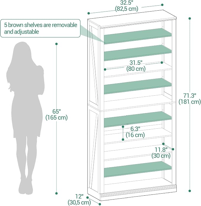 Hzuaneri Shoe Storage Cabinet, 10 Tiers Farmhouse Tall Shoe Cubby Organizer | - Image 2