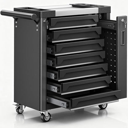 7-Drawer Rolling Tool Chest, Tool Box Lockable Metal Tool Cabinet by Dkenicor