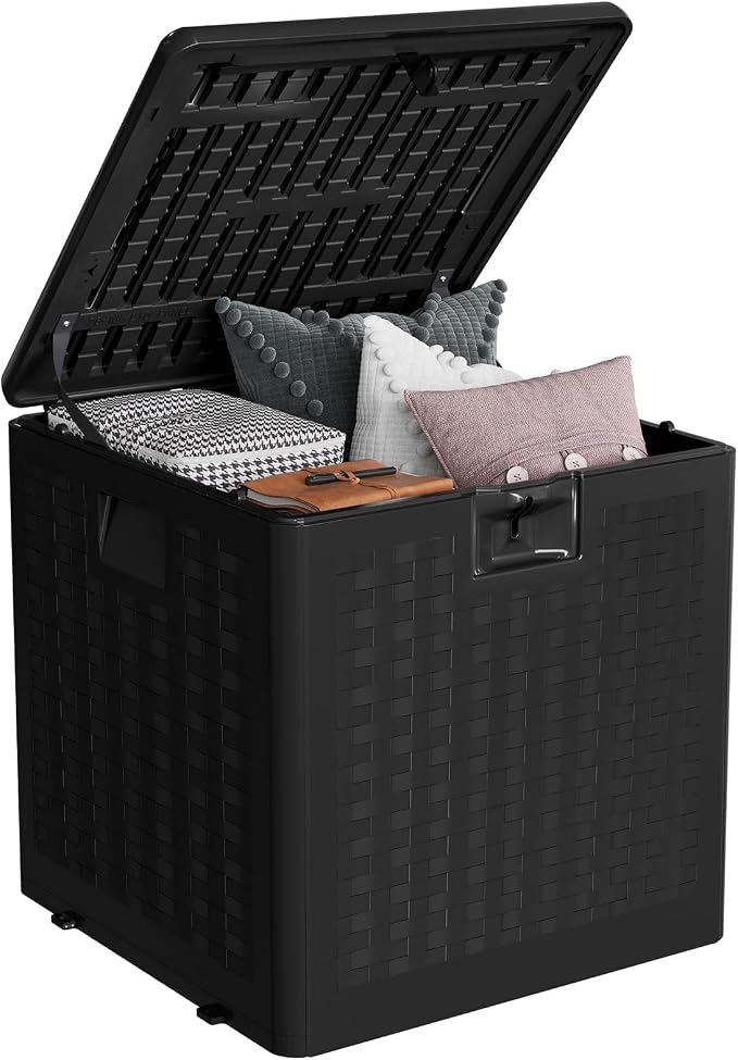 28 Gallon Outdoor Storage Box, Large Resin Deck Box by BouPower