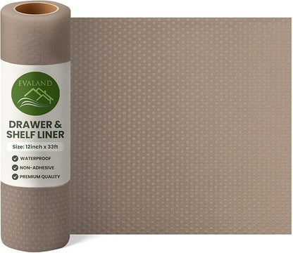 EVALAND Shelf Liners for Kitchen Cabinets Non-Adhesive 12" x 33 FT Beige Drawer - Image 9