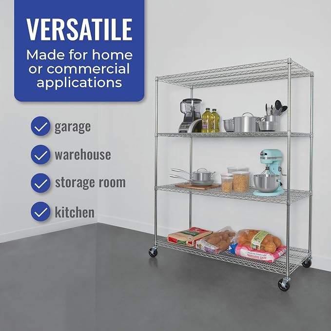 SafeRacks WS-602472-ZW4 NSF Certified 4-Tier Heavy Duty Wire Rack Storage - Image 3