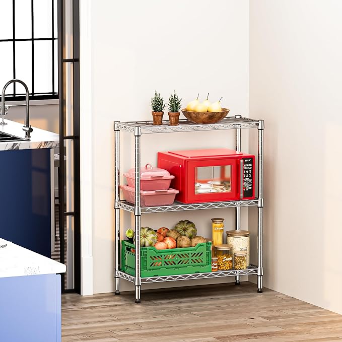 IZEUK 3-Tier Heavy Duty Steel Storage Shelves, Metal Shelf Wire Shelving Rack - Image 6