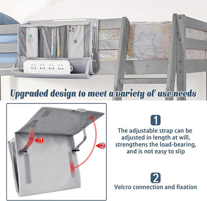 Bedside Storage Organizer with Power Strip Holder and Adjustable Straps Bed - Image 4