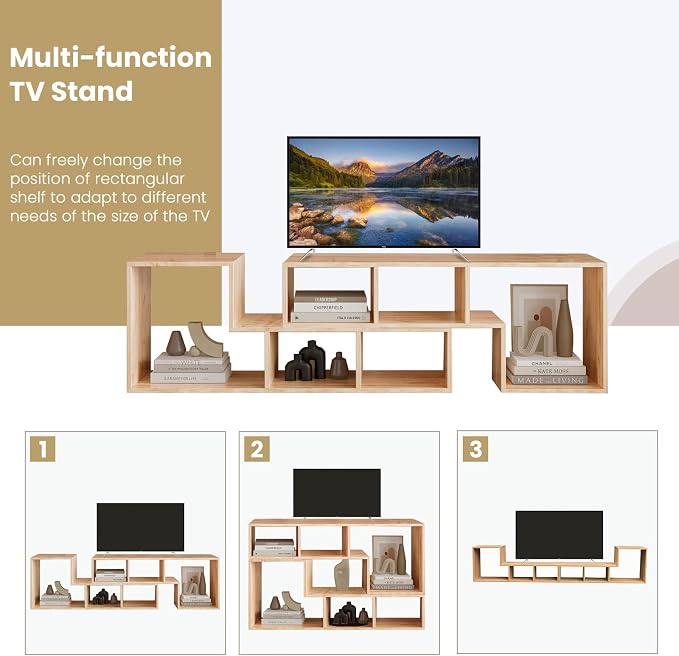 Recaceik Cube Bookshelf 2 Shelf Bookcase L-Shaped TV Console Stand Modern - Image 6