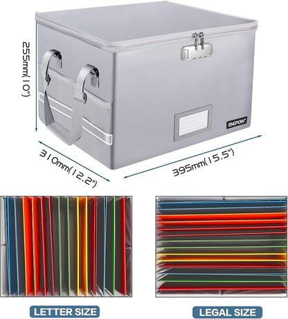 ENGPOW File Box with Lock, Fireproof Document Box with Pockets, Collapsible - Image 5