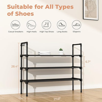 LANTEFUL 3 Tier Shoe Rack for Closet, Shoe Organizer - Image 3