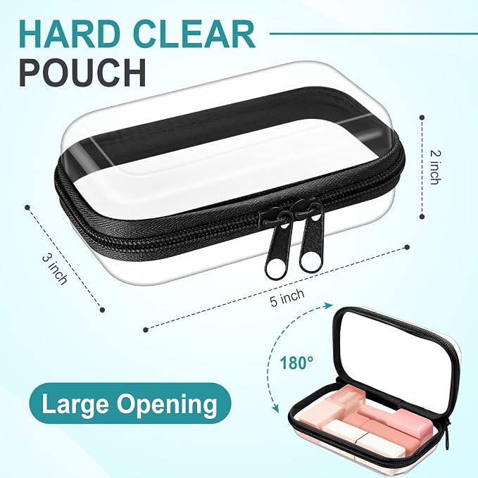 Sanwuta 6 Pcs Clear Hard Zipper Case Hard Plastic Zipper Pouches Transparent - Image 2