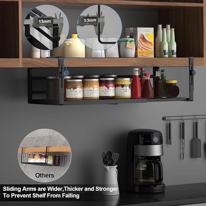 AmonHouseware 2Pack Expandable Under Shelf Storage Basket Organizer, Length - Image 5
