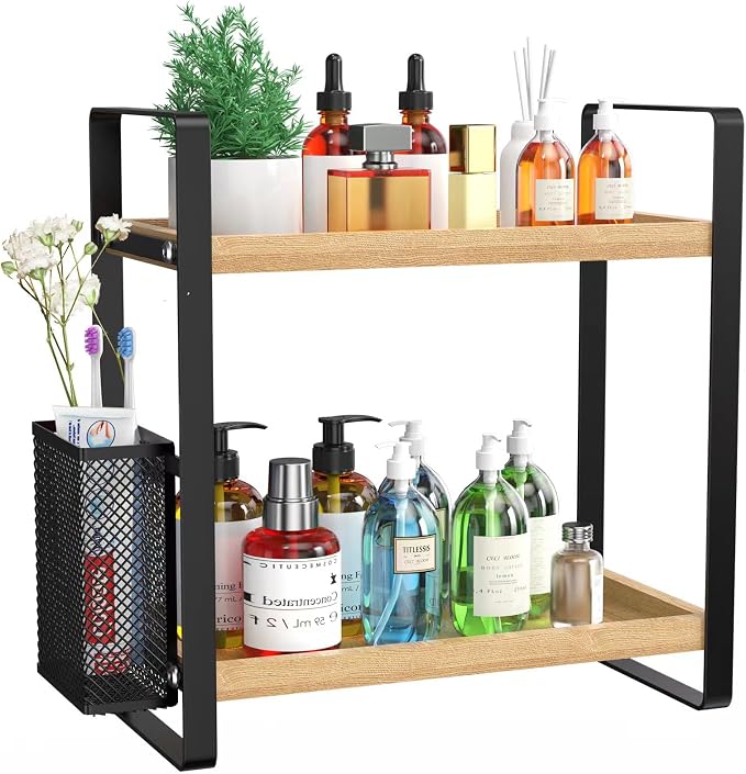 2-Tier Wood Bathroom Counter Organizer by LemikkleDirect
