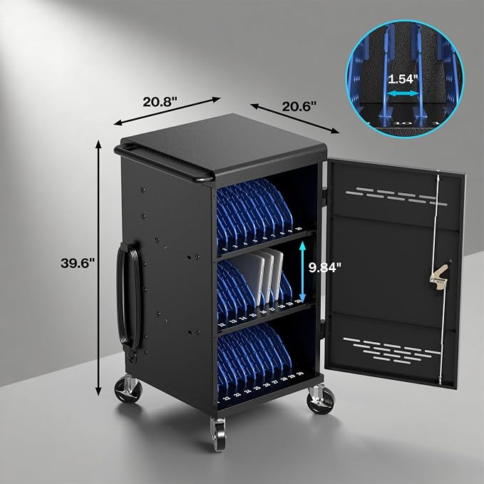 POCHAR Fully Assembled 30 Unit Device Charging Station - Image 3