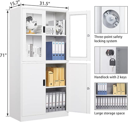 SISESOL Storage Cabinet with Glass Doors and Shelves, Freestanding Kitchen - Image 3