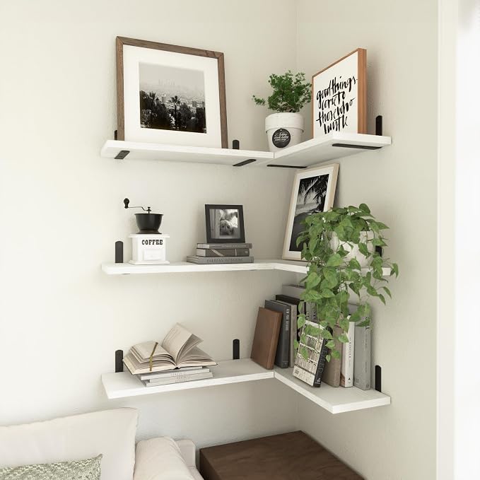WOPITUES White Floating Shelves Set of 6, Wood - Image 5