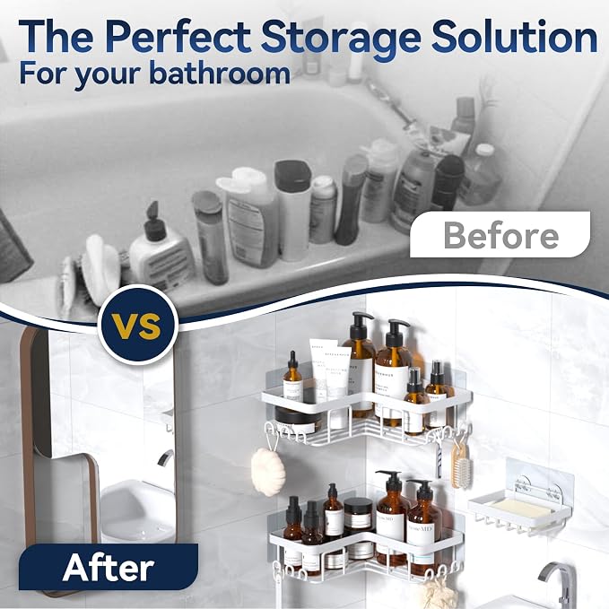 YASONIC Corner Adhesive Shower Caddy, - Image 9