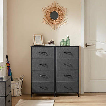 DUMOS Nightstand with 4 Drawers Bedside Table with Removable Fabric Bins Sturdy - Image 2
