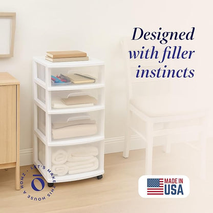 Homz 4 Drawer Plastic Storage and Organizer Cart, Rolling Cabinet - Image 4