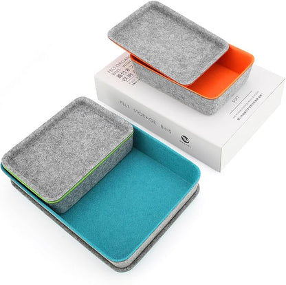 Welaxy Stackable Lidded Felt Desk Organizer Tray Multi-Color 3-Pack Makeup - Image 7