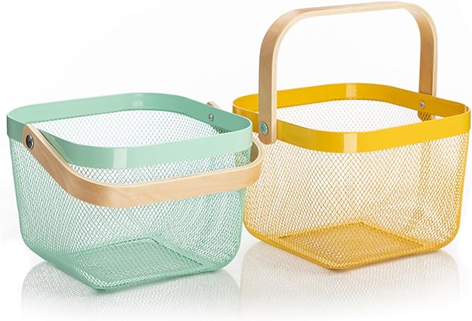 AJIODA Metal Mesh Steel Basket, Storage Organizer Basket Multi-functional - Image 7